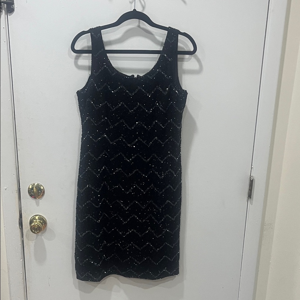 Elegant Black Mini Dress with Silver Detailing